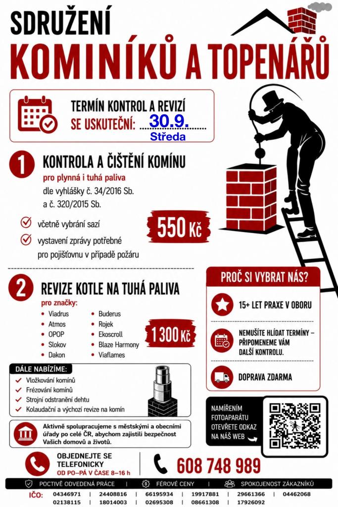Nabídka čištění a&nbsp;revize komínů.